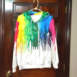Rainbow paint zip hoodie